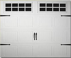 carriage house style garage door with raised panels