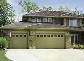 residential metal garage door with windows