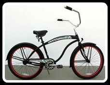 Black bike with red rims