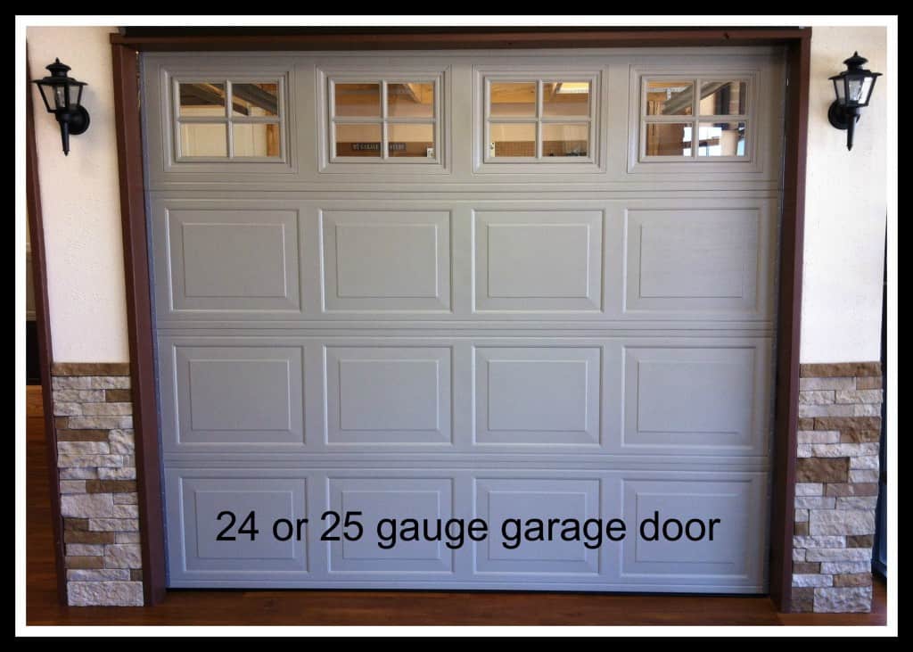 8 x 7 sandstone 24 ga steel garage door with windows