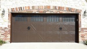 classica lucern danube garage door in brown with obscure glass