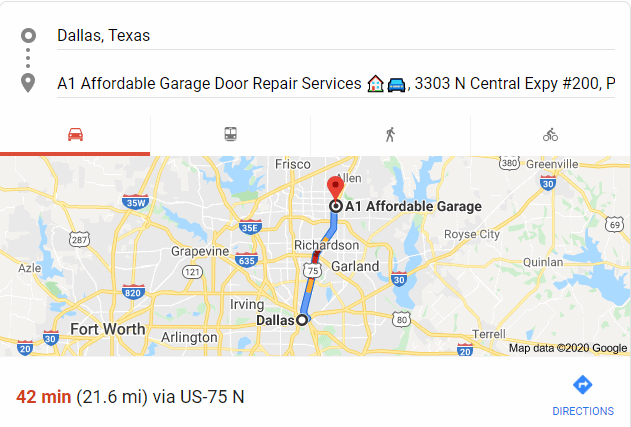 Garage Door Repair Close to Dallas Map