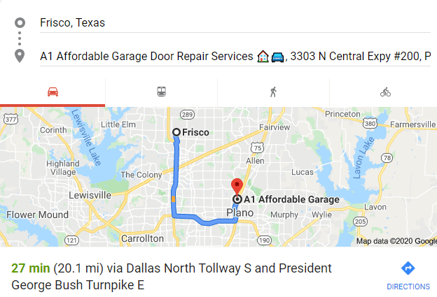 Garage Door Repair Frisco TX Showroom Map