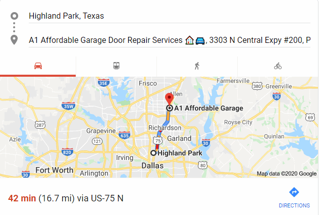 garage door repair highland park tx showroom map