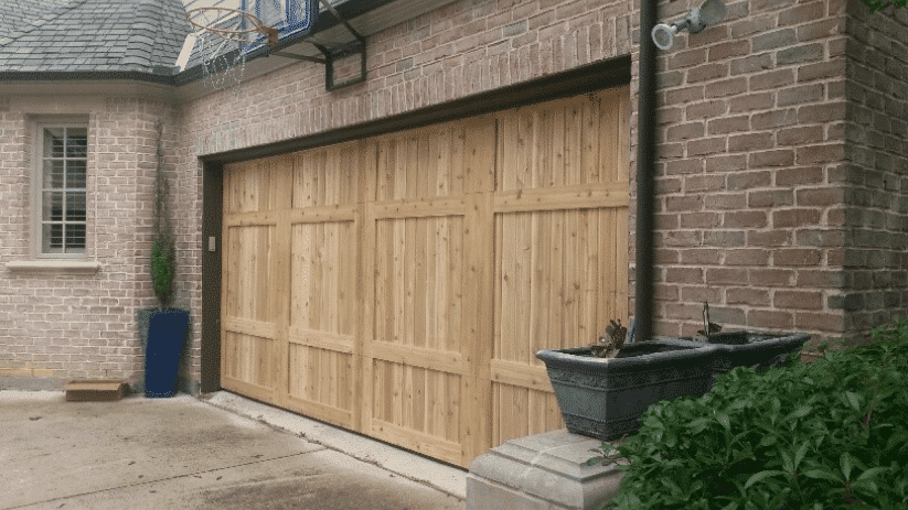 Cood Big outside custom cedar wood garage door