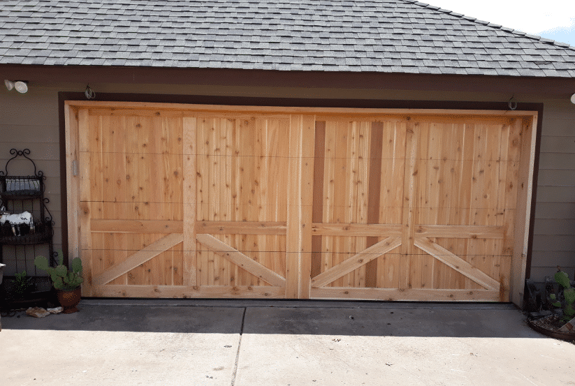 McGinnis after custom cedar garage door