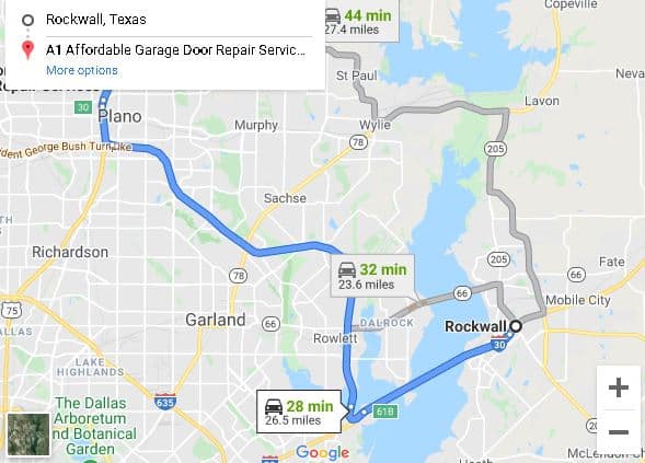 Garage door repair rockwall map to plano